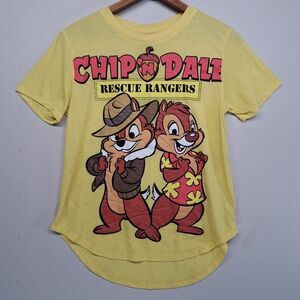 Disney Chip N Dale Rescue Rangers T-Shirt Womens Medium Yellow 90s Cartoon